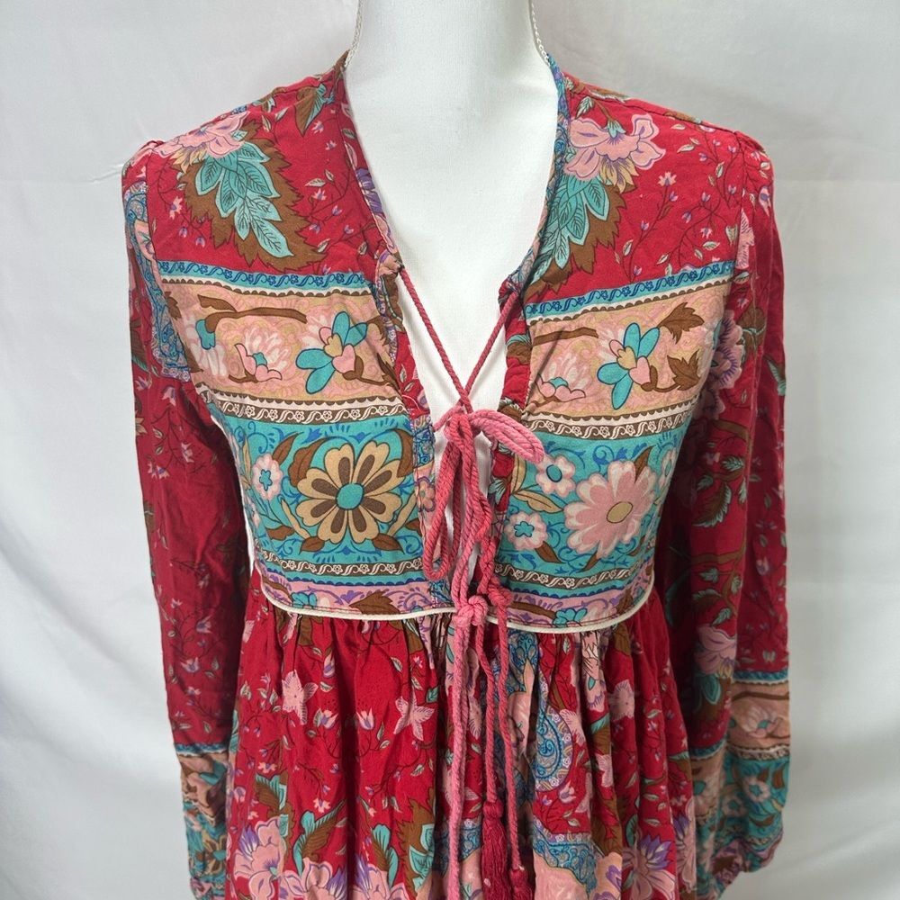 R. Vivimos Womens Long Sleeve Floral Casual Print
Cotton Midi Tunic Dress Size S - Picture 4 of 12